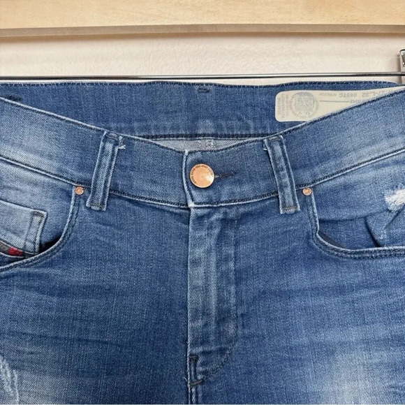 Diesel Womens 27 Regular Slim Straight Leg Distressed Jeans - Picture 9 of 16